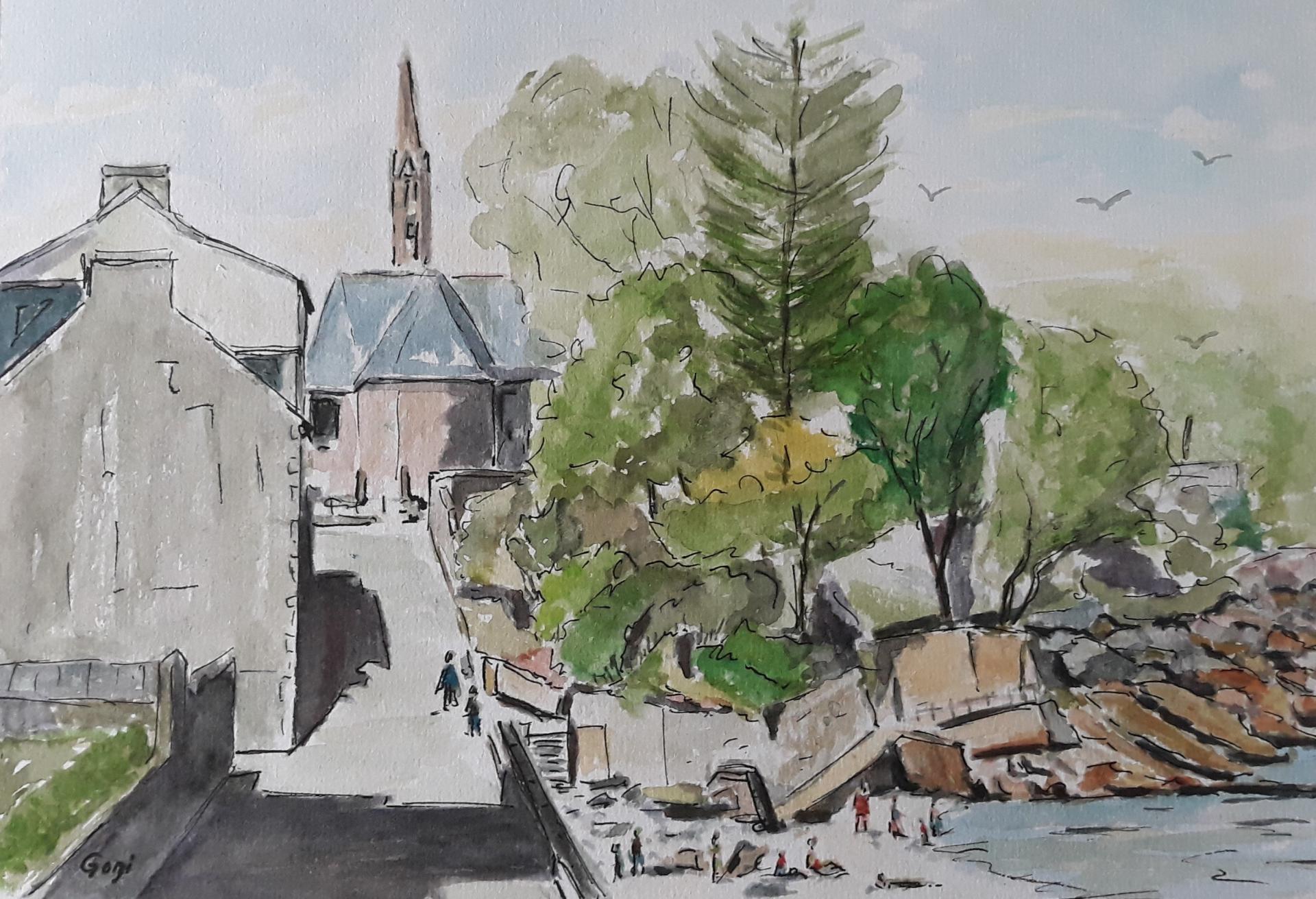 Saint Jean Douarnenez (Tréboul) 2019 aqua (20x30) 30x40