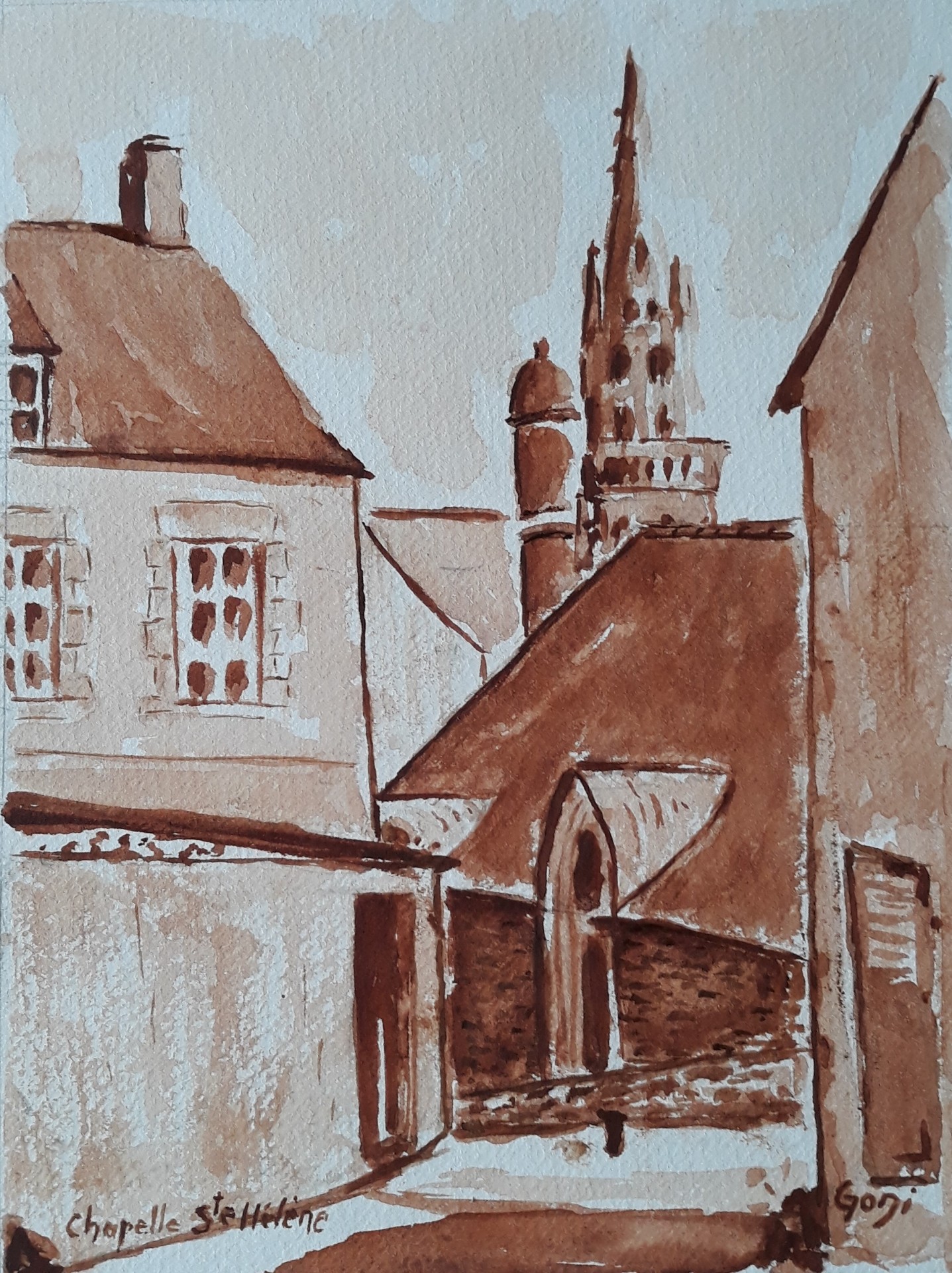 La chapelle Ste Hélène Douarnenez 2023  monochrome 18x24