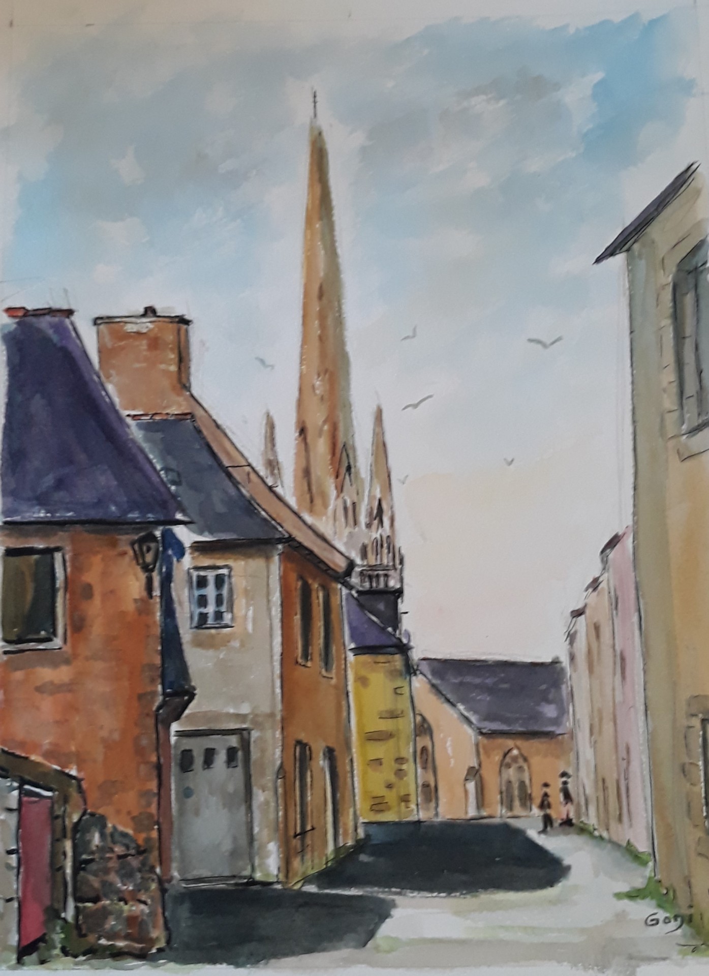 Rue de Rosmadec Pont Croix 2020 acry