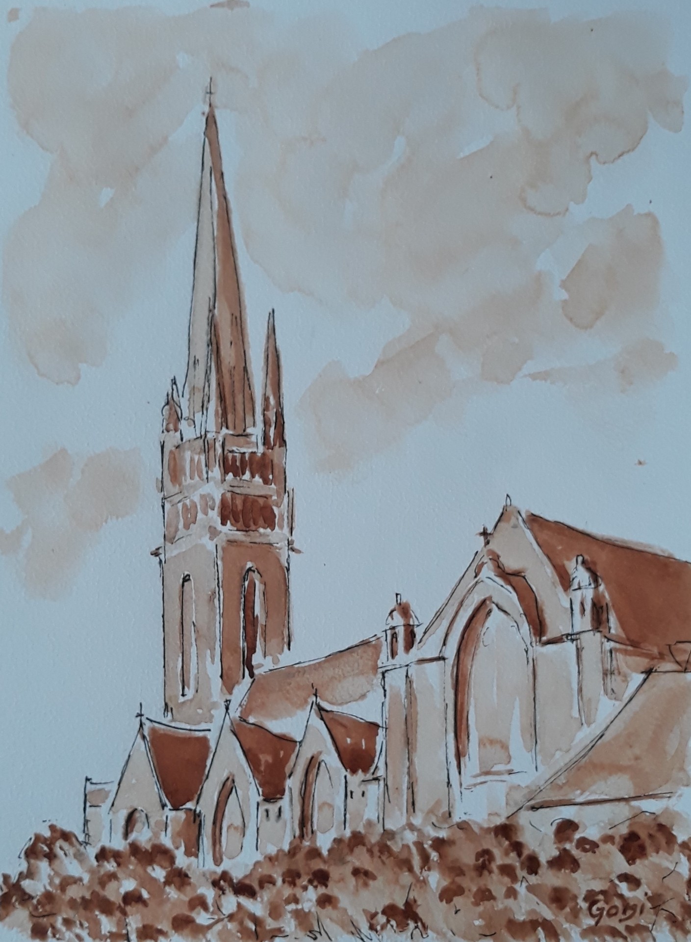  Eglise de ploare 2021 monochrome 18x24 