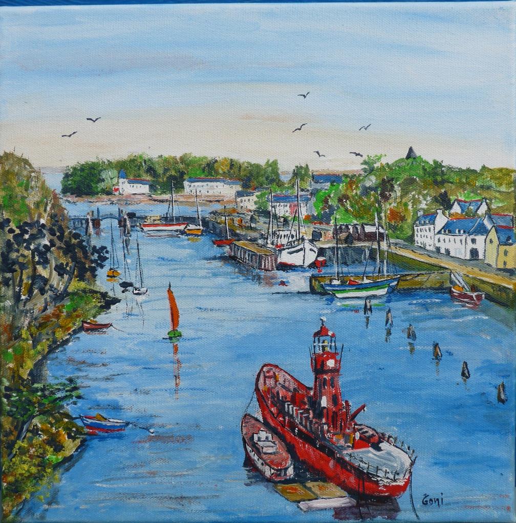 Bateau feux - Port Rhu 2015 Acrylique 30x30